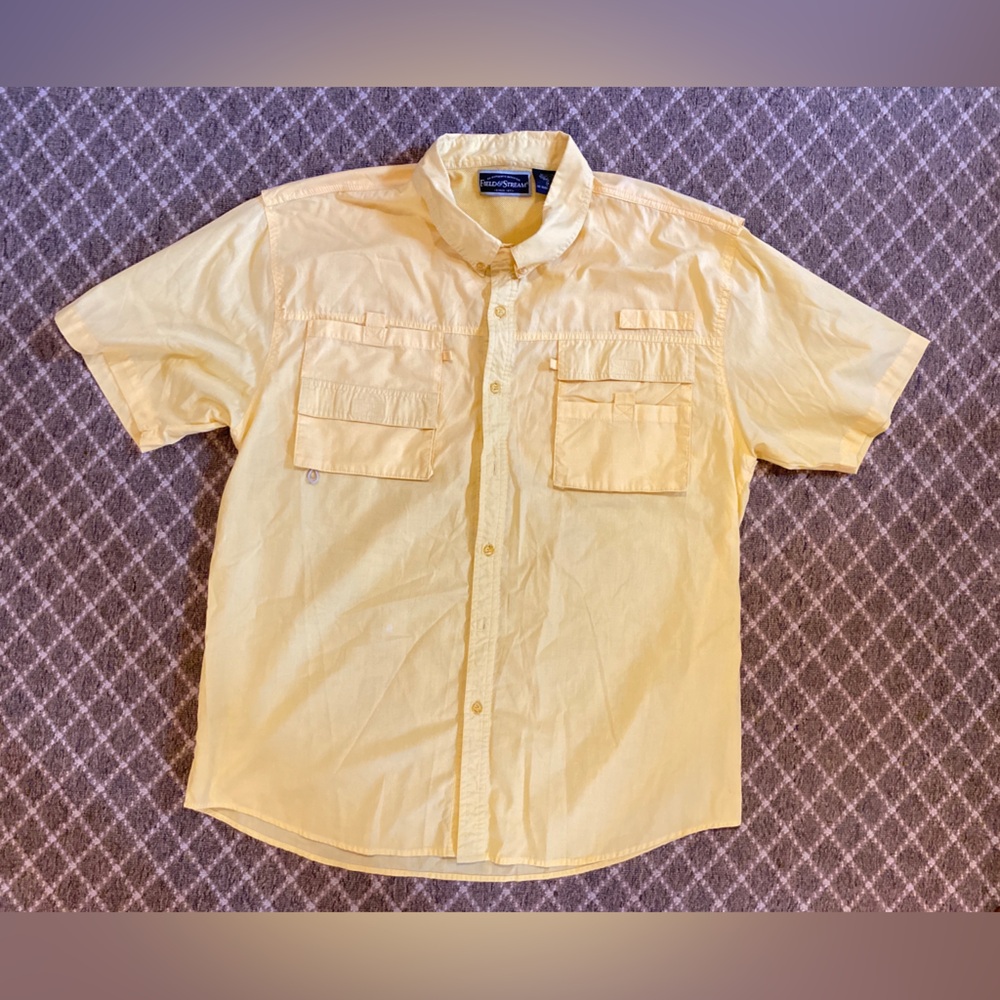 Men's Field & Stream Yellow Short Sleeve Shirt, Size XL